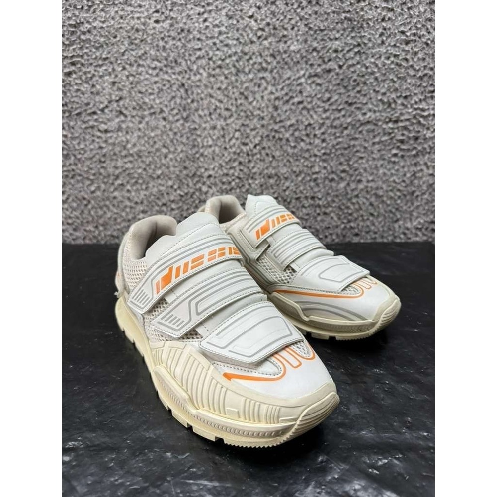 Diesel S-Pendhio LC Lifestyle Strap Sneakers Blanc Flame Orange Womens Size 8.5